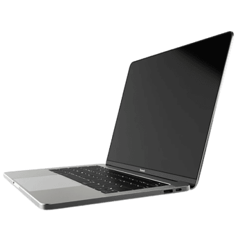 Modern laptop open and ready to charge
