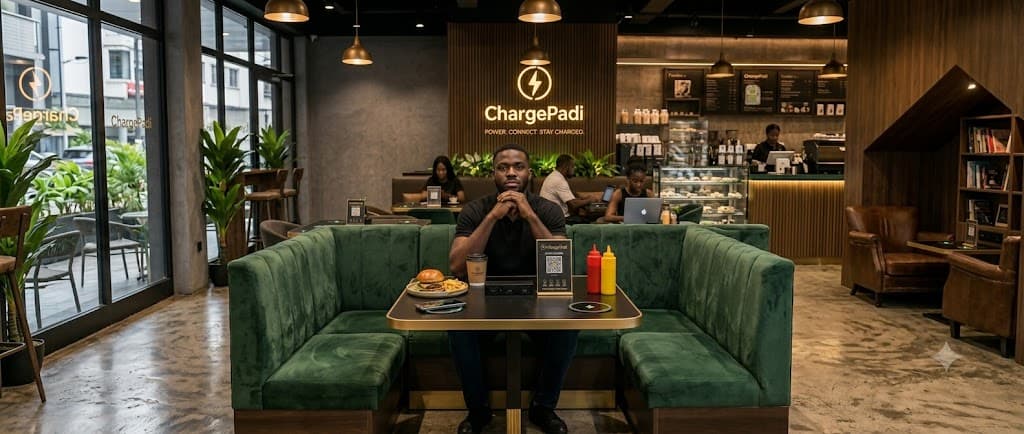 Restaurant interior with ChargePadi charging at tables